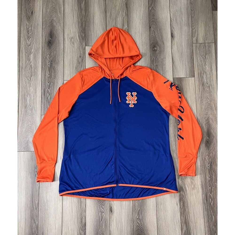 Fanatics New York Mets Full Zip Lightweight Blue/Orange Hoodie Womens Sz 2XL